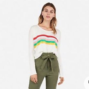 Express Rainbow Long Sleeve Boxy Crop Top